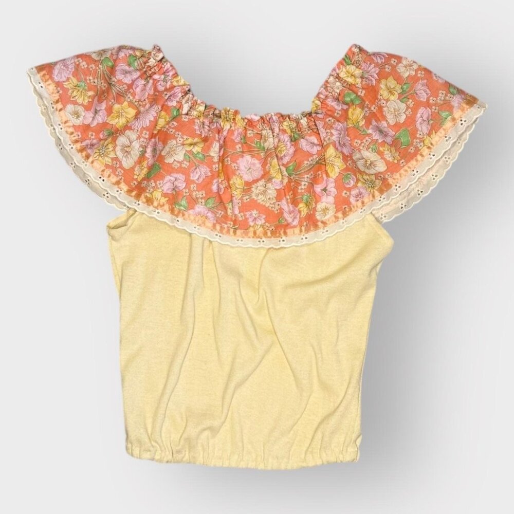 Floral Ruffle Off-Shoulder Top – 70s Cottagecore - Picture 2 of 3